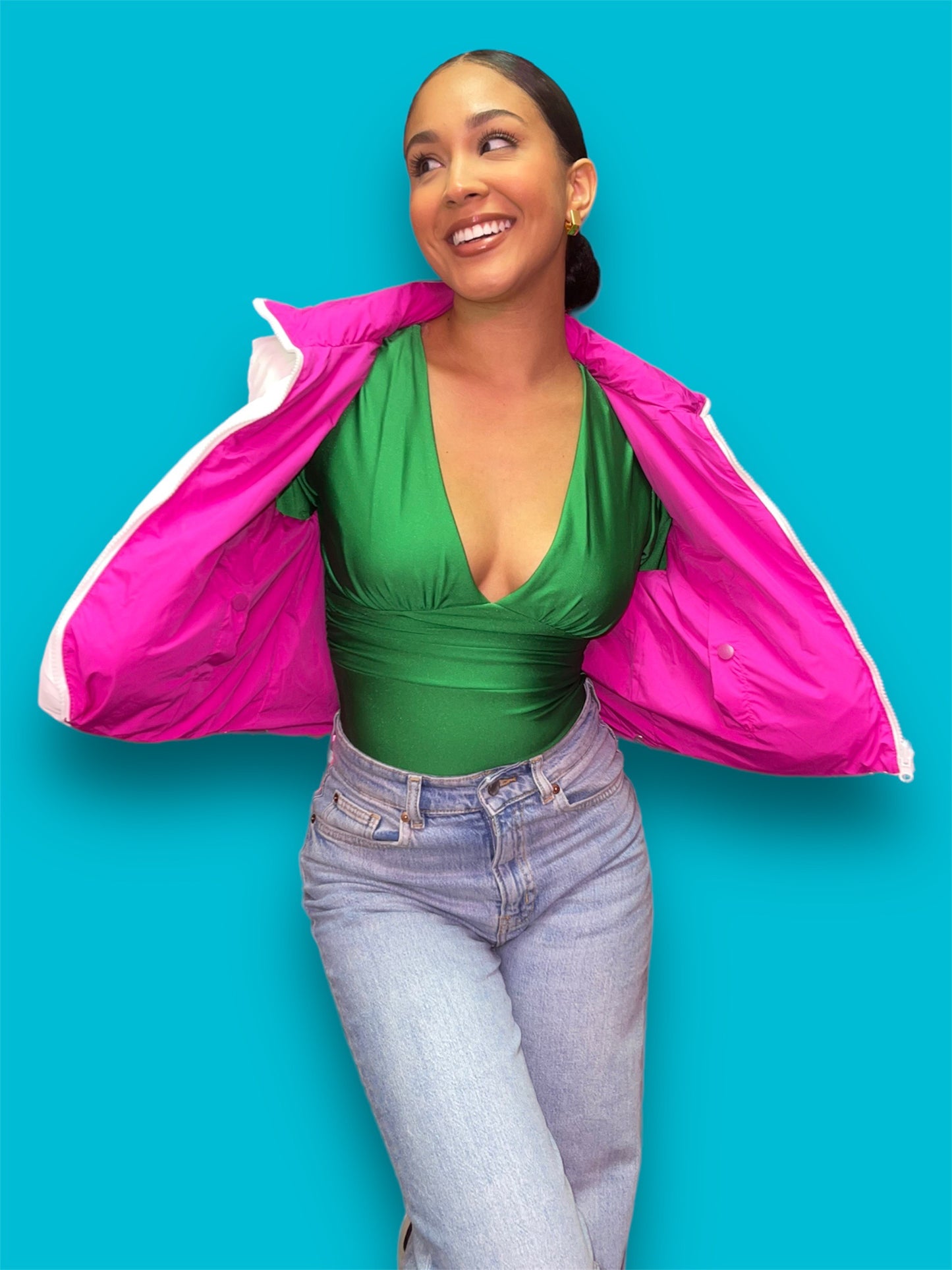 Monique Puffer Vest- Pink/White