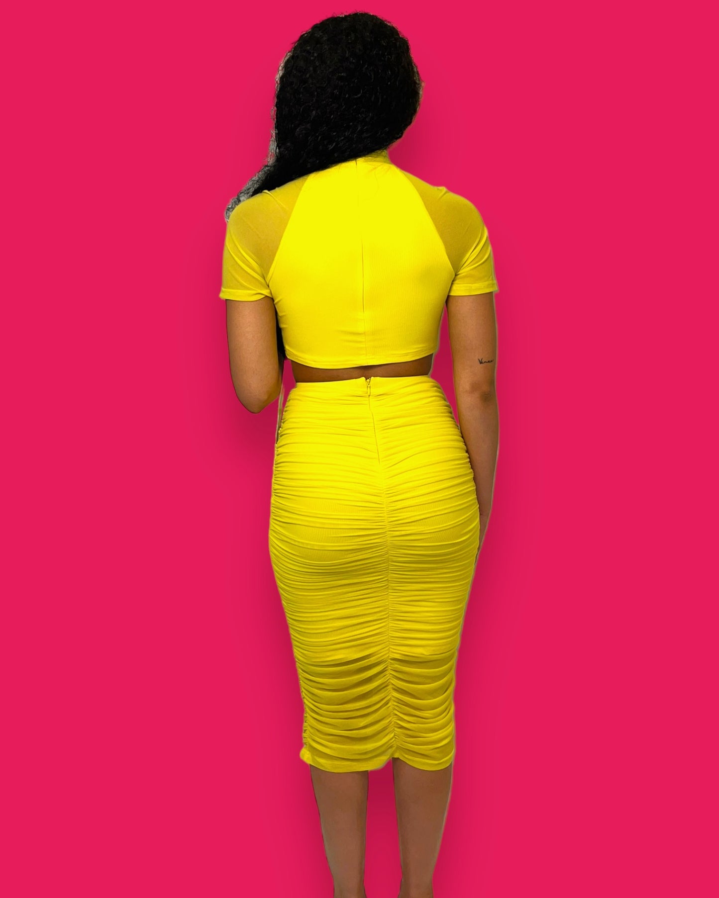 Lemon Drop Two Piece Midi Skirt Set