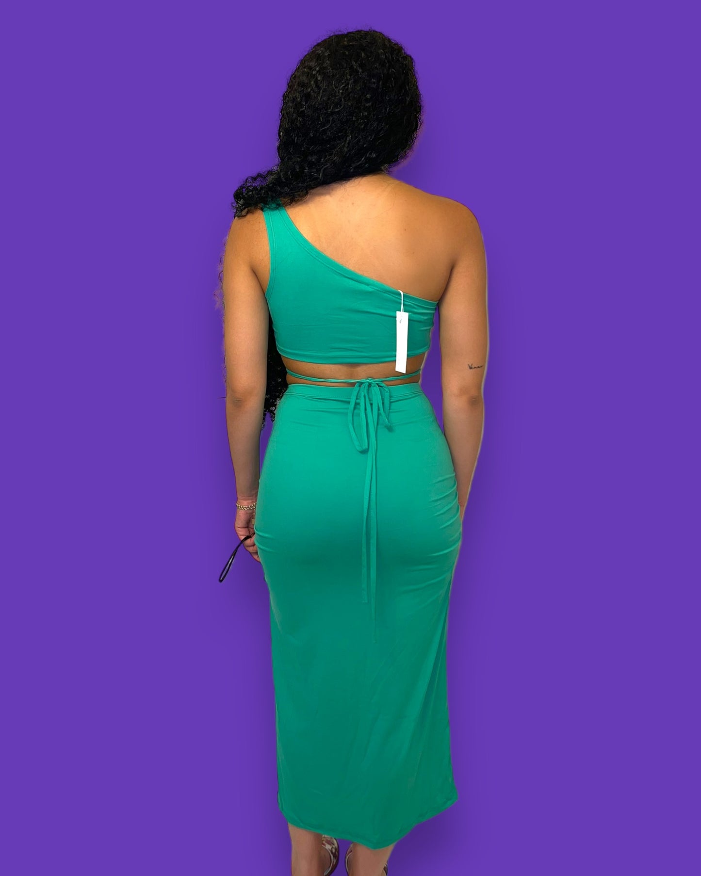 Mel Two Piece Skirt Set- Emerald Green