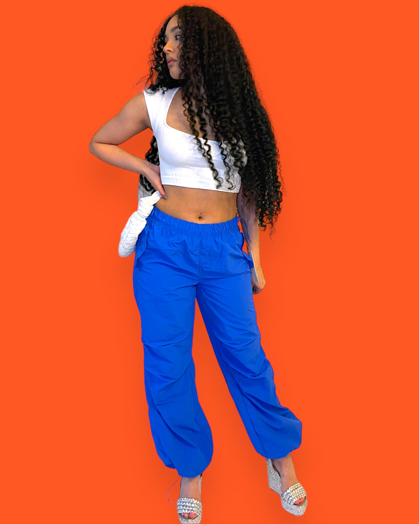 Leah High Rise Cargo Pants- Blue