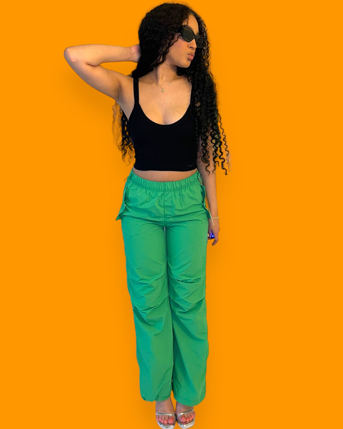 Leah High Rise Cargo Pants- Green