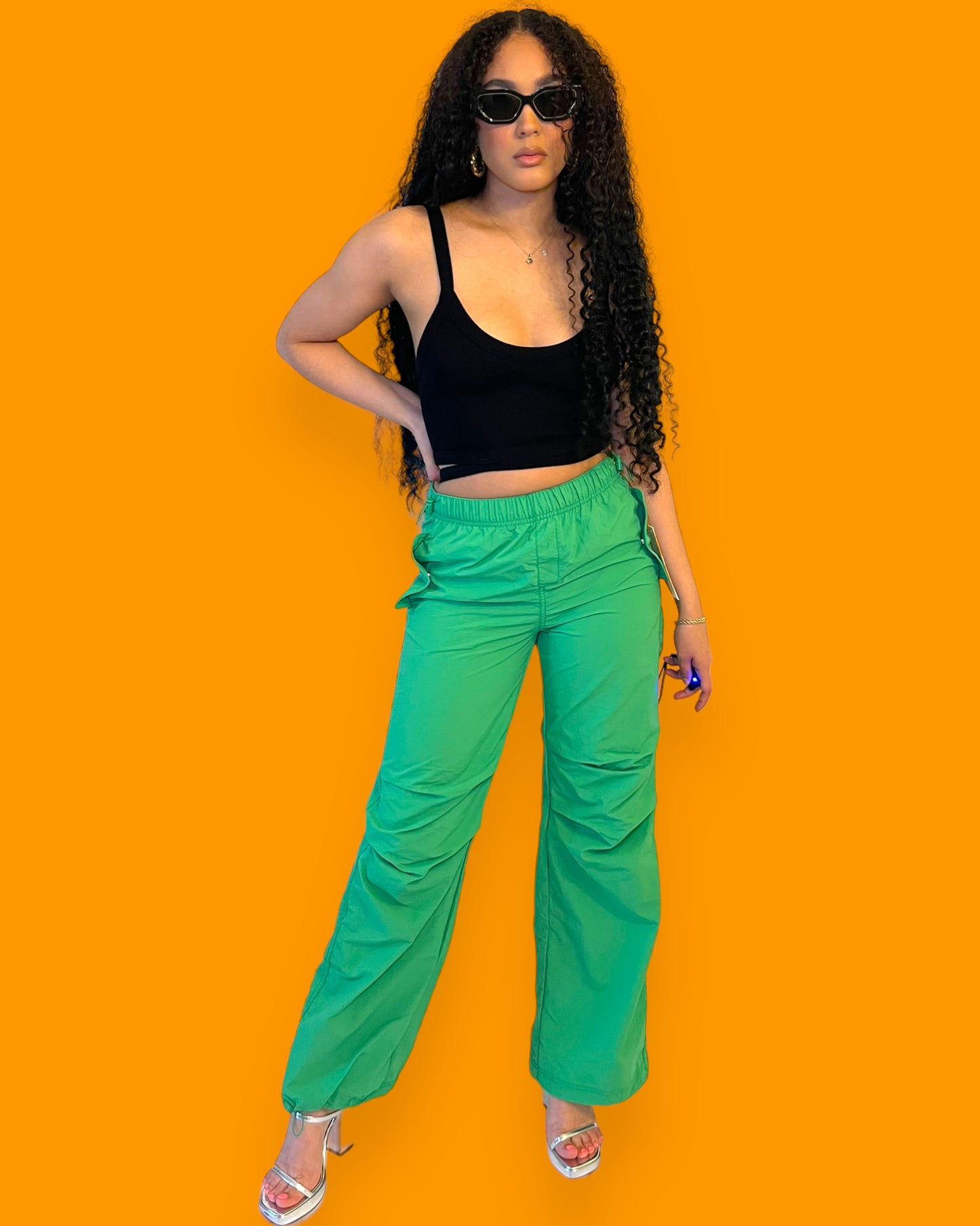 Leah High Rise Cargo Pants- Green