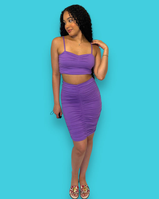 Violette Midi Skirt Two Piece- Purple